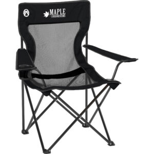 Black Mesh Quad Chair with pocket with Screen Print on the front