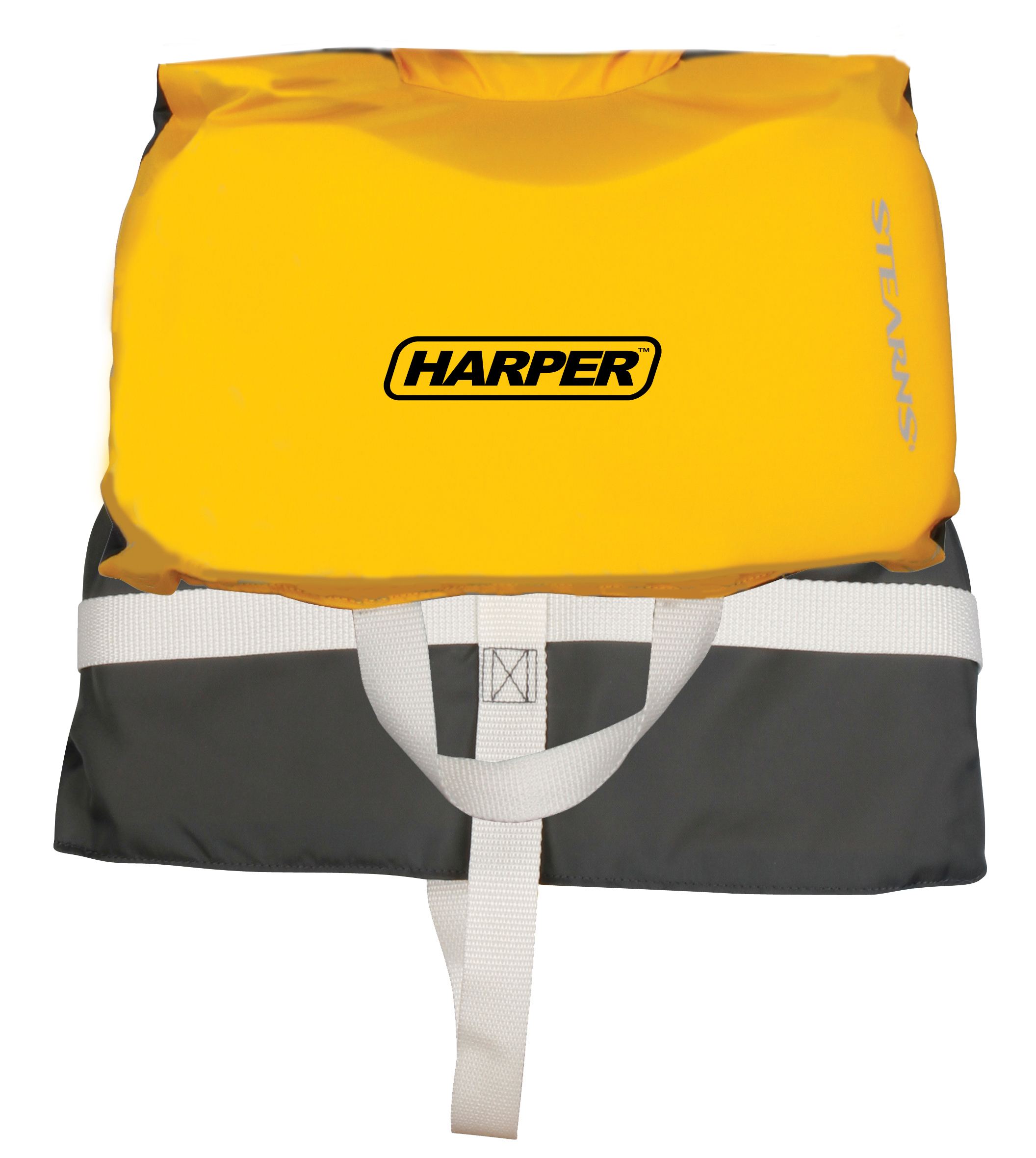 Stearns infant personal flotation device with a 1 color screen imprint on the back