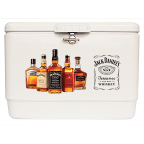 Coleman 54 Qt Steel Belted Cooler in white with direct imprint