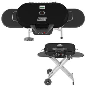 Black RoadTrip 285 Standup Grill with Metal Placard on the lid