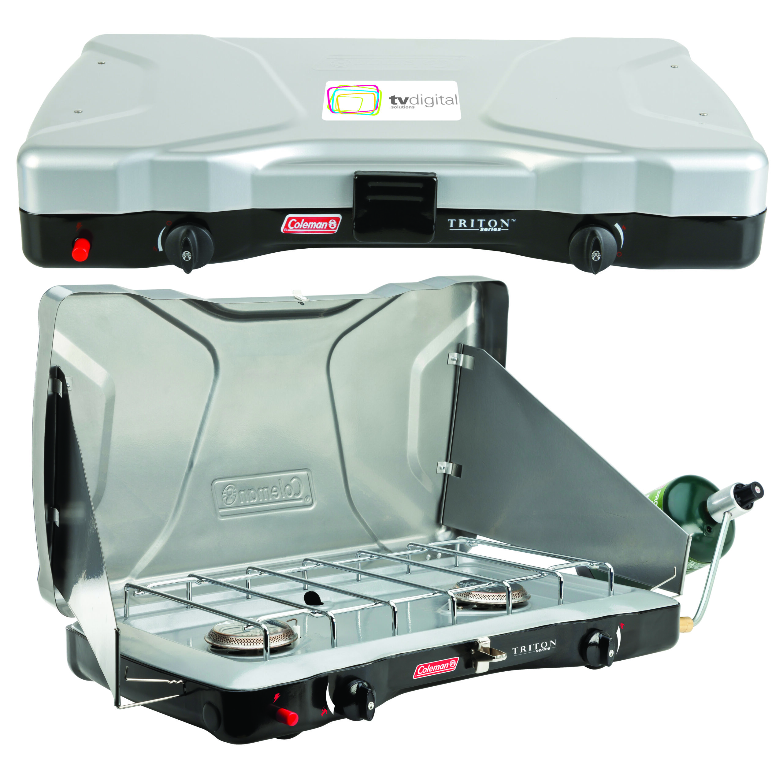 575008020 Coleman Triton+ 2 Burner Propane Stove with decal