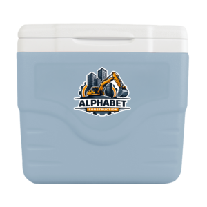 Fog colored 9 quart cooler with decal on front