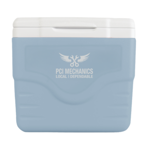 Fog colored 9 quart cooler with screen on front