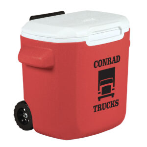 Red 16 quart wheeled cooler with screen