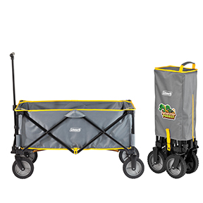 Coleman Camp wagon showing wagon including folded wagon with cover and a full color transfer