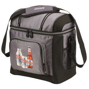 Coleman 9 Can Soft Cooler with Liner and full color direct imprint on the front pocket