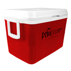 NYC 48 Quart Razor Cooler in red with1 color screen on front