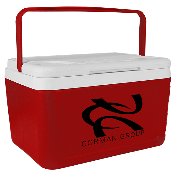 NYC 5 Quart Compact Cooler in red with 1 color screen print on front