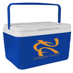 NYC 5 Quart Compact Cooler in blue with 1 color screen print on front