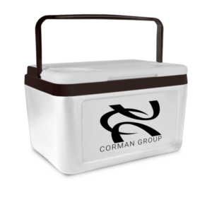 NYC 5 Quart Compact Cooler in white with 1 color screen print on front