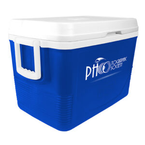 NYC 48 Quart Razor Cooler in blue with1 color screen on front
