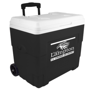 NYC 34 Quart Sierra Wheeled Cooler in black with 1 color screen on front
