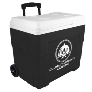 NYC 34 Quart Sierra Wheeled Cooler in black with 1 color screen on front