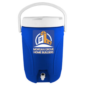 NYC 3 Gallon Atlas Beverage Cooler in blue with full color decal