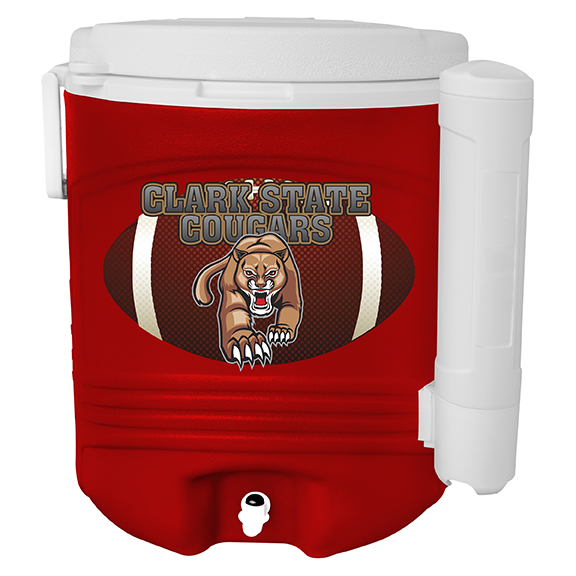 NYC 10 Gallon Buffalo Beverage Cooler in red with full color decal