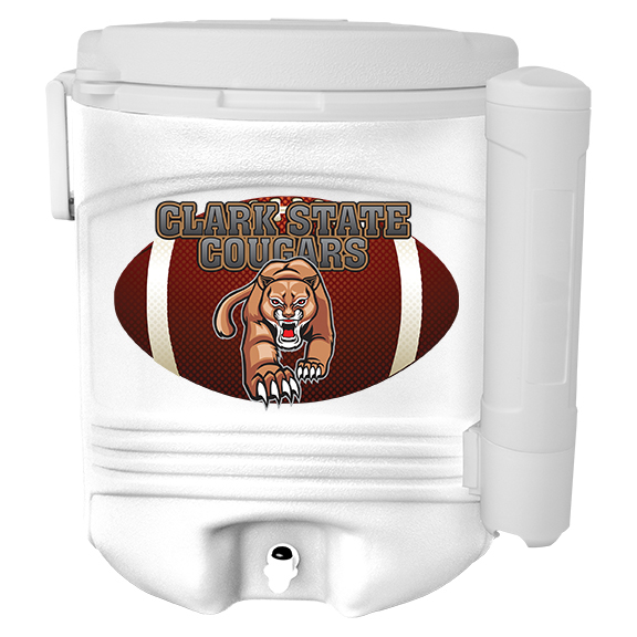 NYC 10 Gallon Buffalo Beverage Cooler in blue with applied white color imprint