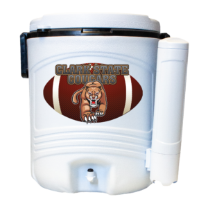 NYC 10 Gallon Buffalo Beverage Cooler in white with full color decal