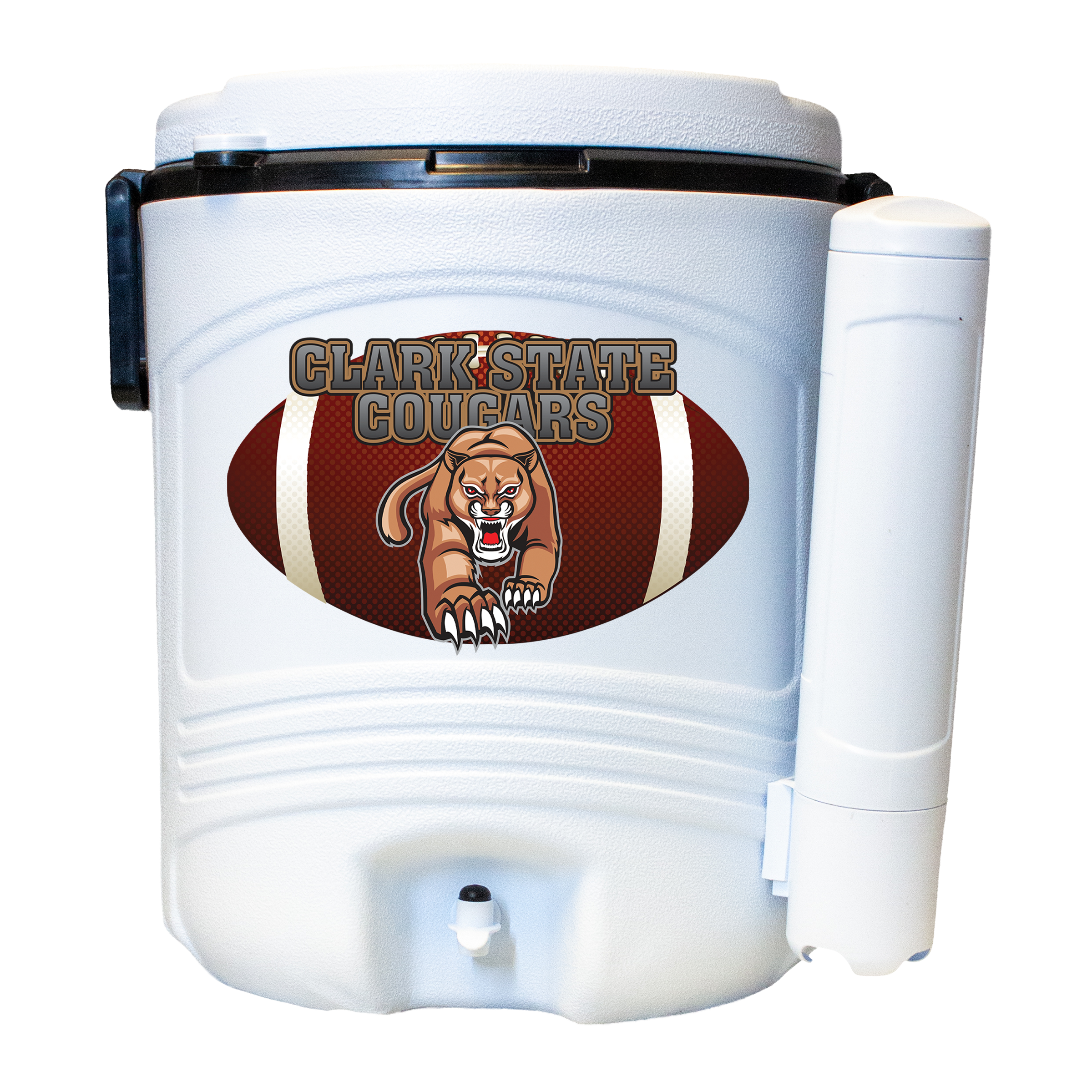 NYC 10 Gallon Buffalo Beverage Cooler in white with full color decal