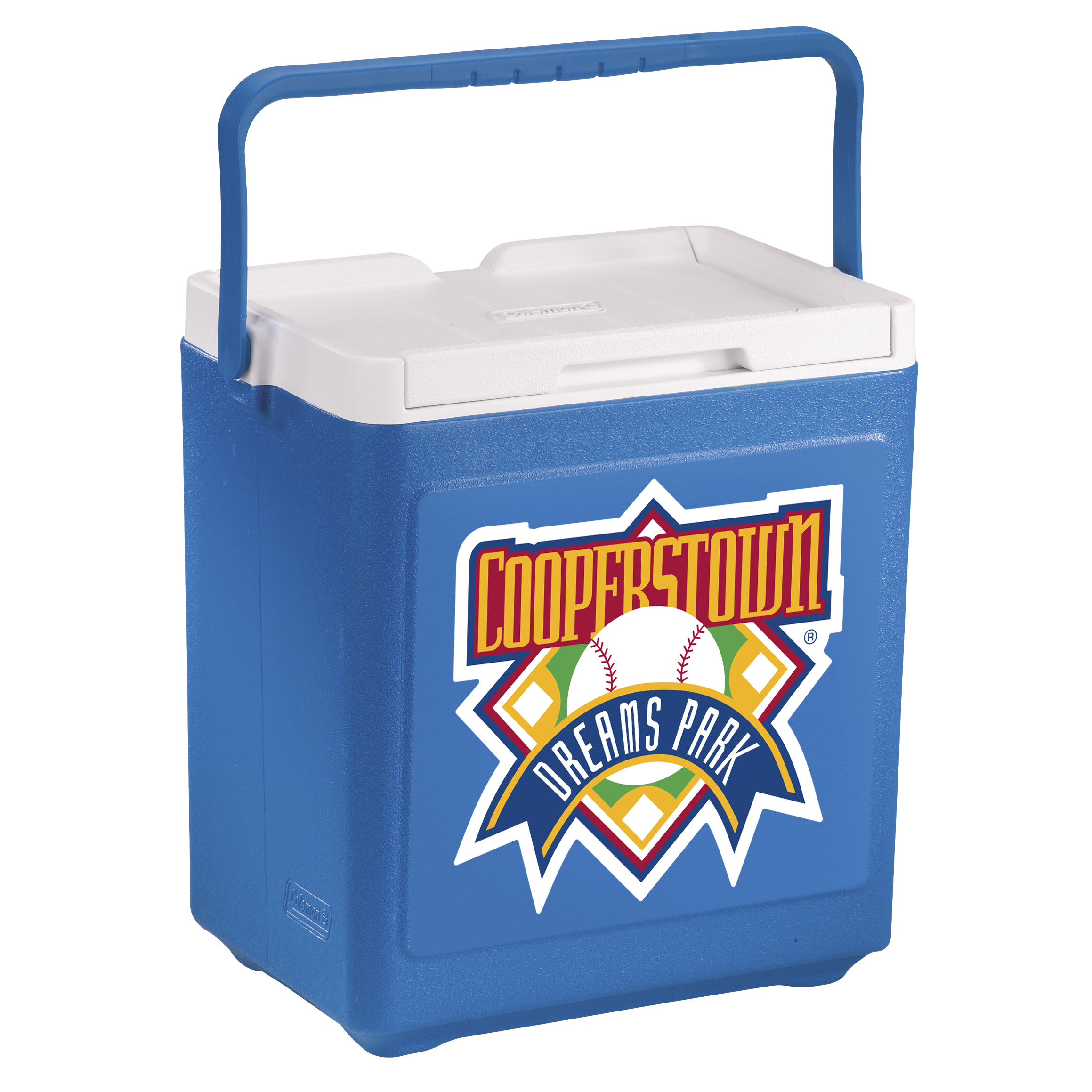 Blue 20 Can Stacker with full color imprint on front